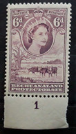 BECHUANALAND 1954, Queen Elisabeth II, Yvert No 99 ,6 P Lilas BORD DE FEUILLE  , Cattle , Neuf * MH TB - 1885-1964 Protectorat Du Bechuanaland