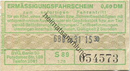 Deutschland - Berlin - BVG Ermässigungsfahrschein 1976 - Europe