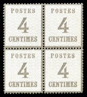 N°3, 4c Noir Sur Lilas En Bloc De Quatre, Fraîcheur Postale, Très Bon Centrage (certificat)  Qualité: ** - Neufs