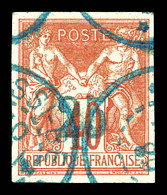 N°1B, 25c Sur 40c Orange, 3ème Tirage . SUP (signé Bruncertificat)  Qualité: Oblitéré  Cote: 1500 Euros - Used Stamps