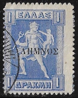 LEMNOS 1912 1 Dr Blue Engraved With Black Overprint Vl. 17 - Lemnos