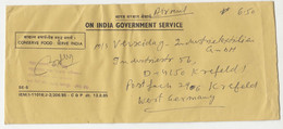 India Official Letter Cover Posted 1987 To Germany B230301 - Dienstmarken