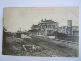 Gare De Wattrelos (Nord) Arrivée Du Train Belge Imp. Florimond Sion Circulée 1904 - Wattrelos