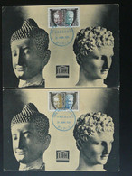 Carte Maximum Card (x2) Buddha & Hermes Timbres De Service Unesco 1961 Ref 101784 - Buddhism