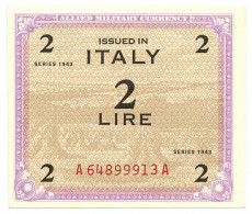 2 LIRE OCCUPAZIONE AMERICANA IN ITALIA MONOLINGUA FLC 1943 QFDS - Occupazione Alleata Seconda Guerra Mondiale