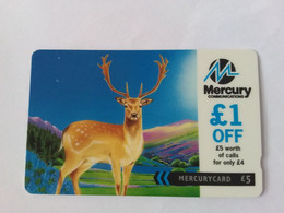 UK - Mercury - Mercurycard - Hirsch Animal Deer -  CN : 20MERF - [ 4] Mercury Communications & Paytelco