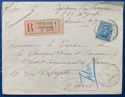 Lettre SM Recommandée N°141 25c Bleu Obl Dateur Postes Militaires Belgique PMB Du 24 IX 1917 Pour Paris TTB - Armada Belga