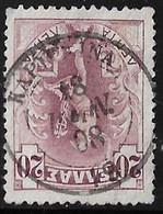 GREECE 1901 Cancellation ΚΑΡΥΤΑΙΝΑ 19 Type III On Flying Hermes 20 L Violet  Vl. 184 - Used Stamps