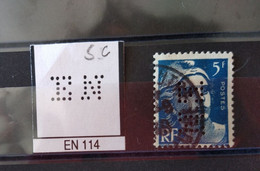 FRANCE EN 114 TIMBRE  INDICE 5  SUR 719 PERFORE PERFORES PERFIN PERFINS PERFO PERFORATION PERFORIERT - Used Stamps