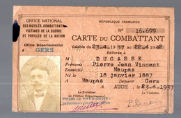 Auch (32) Carte  Du Combattant 1937 (PPP41077) - Documents