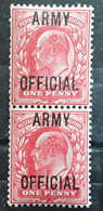 GB GREAT BRITAIN 1901 Service ARMY OFFICIAL King Edward VII, PAIRE   1 One Penny Rouge Yv 47, Neuve ** MNH TB - Service
