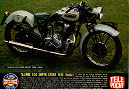 Fiche Technique D'une Taurus 500 Super Sport 1936 (Italie), Découpée Dans Télé Poche - Moto