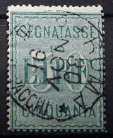 ITALIA ITALIE ITALY 1884 SEGNATASSE TAXE Yvert No 20, 50 Lire Vert Obl ROMA PACCHI , TB - Postage Due