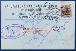 Carte Postale 1918 Publicitaire H.HENKEN & J.VANNEROM Occupation Allemande N°11 3 Cent Brun Pour Liège Censure/rebut TTB - Armée Allemande