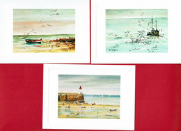 BORD DE MER - 3 Huile Sur Papier De Jean-Pierre DAUBIN  (ref RP 1-RP 3-RP 4) - Editions Le Goubey - Peintures & Tableaux