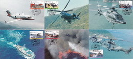 China Hong Kong Maximum Card，2019 Hong Kong Auxiliary Air Force Flight Service Helicopter，6 Pcs - Cartoline Maximum