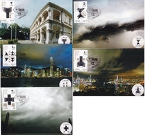 China Hong Kong Maximum Card，2017 Centennial Of Digital Typhoon Signal，5 Pcs - Maximumkarten