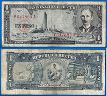 Cuba 1 Peso 1957 Que Prix + Port Pesos Marti Kuba Paypal Crypto OK - Cuba