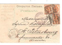 Poland PC Folded Canc. BAPWABA / Warsaw1900 > St. Petersbourg - Brieven En Documenten