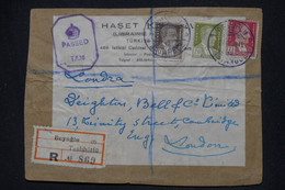 TURQUIE - Devant D'enveloppe En Recommandé De Beyoglu Pour Londres En 1941 Avec Contrôle - L 141391 - Lettres & Documents