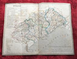 1860-Département De L' Hérault Ancienne Carte Topographique Géographique - Montpellier- Béziers- Lodève.. - Cartes Topographiques