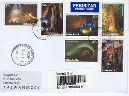 ROMANIA 2011: NATURAL CAVES On REGISTERED Cover Circulated To Taiwan - Registered Shipping! - Cartas & Documentos