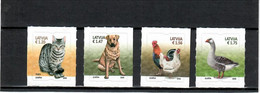 Latvia 2022 . DOMESTIC ANIMALS, CATS, DOGS, BIRDS, GEESE, ROOSTERS, 4v. - Lettland