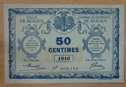 Rouen ( Seine-Inférieur 76 ) 50 Centimes Chambre De Commerce 1916 Petit Numéro ( 000.199) - Chambre De Commerce