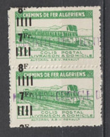 1947 - ALGERIE - COLIS POSTAUX - SPECTACULAIRE VARIETE SURCHARGE à CHEVAL ! PAIRE ** MNH - Paquetes Postales