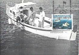 Delcampe - Portugal & Maximum Card, Mail By Buoys, Azores, Fishing Boat Collecting Mail, Horta 2000 (102) - Poste