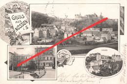 Litho AK Gruß Nossen Schloß Seminar A Deutschenbora Wendischbora Rhäsa Niedereula Marbach Bodenbach Siebenlehn Rosswein - Nossen