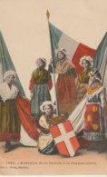 PATRIOTISME. Annexion De La SAVOIE à La France (Femmes En Costume Savoyard + Drapeau Français + Blason De La Savoie ) - Sonstige & Ohne Zuordnung