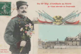 Militaria ."Du 26ème  REGt D'ARTILLERIE Au MANS (72) Je Vous Envoie De Souvenir" (mini-photo Caserne Du Mans - Régiments