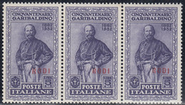 1932 Giuseppe Garibaldi 3 Val. Sass. 29 MNH** Cv 210 - Aegean (Rodi)