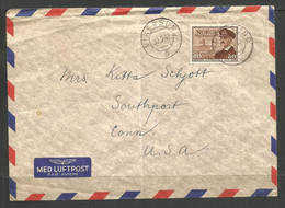 NORWAY. 1947. AIR MAIL COVER. VIKERSUND TO SOUTHPORT CONNECTICUT - Storia Postale