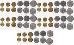 #2 - Kyrgyzstan - 5 Pcs X Set 6 Coins 1 10 50 Tyiyn 1 3 5 Som 2008 - 2009 UNC - Kyrgyzstan
