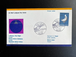 TURKEY 1972 FIRST FLIGHT COVER ANKARA TO BEIRUT BEYROUTH 01-04-1972 TURKIJE TURKIYE - Covers & Documents