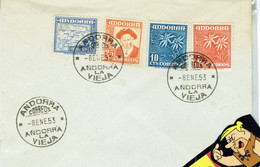 SOBRE ENVELOPPE ANDORRA 1953 4V.  8-01.1953 - Macchine Per Obliterare (EMA)