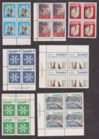 Canada 1969-2012: Christmas 9 Blocks 4 Mint + Souvenir Sheet Circulated - Altri & Non Classificati