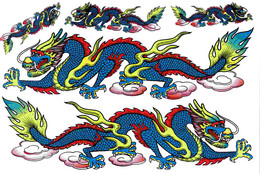 Drachen Blau Tiere Aufkleber / Dragon Blue Animal Sticker A4 1 Bogen 27 X 18 Cm ST143 - Scrapbooking