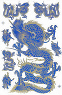 Drachen Blau Tiere Aufkleber / Dragon Blue Animal Sticker A4 1 Bogen 27 X 18 Cm ST544 - Scrapbooking