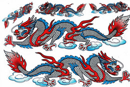 Drachen Grau Tiere Aufkleber / Dragon Grey Animal Sticker A4 1 Bogen 27 X 18 Cm ST120 - Scrapbooking