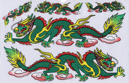 Drachen Grün Tiere Aufkleber / Dragon Green Animal Sticker A4 1 Bogen 27 X 18 Cm ST258 - Scrapbooking