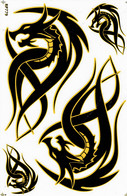 Drachen Schwarz Gelb Tiere Aufkleber / Dragon Black Yellow Animal Sticker A4 1 Bogen 27 X 18 Cm ST396 - Scrapbooking