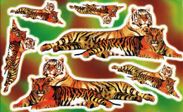 Tiger Tiere Aufkleber / Tiger Animal Sticker A4 1 Bogen 27 X 18 Cm ST519 - Scrapbooking