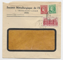 FRANCE MAZELIN 1FR PERFORE S.M. SOCIETE METALLURGIQUE DE L'EST + N°680+803 LETTRE FENETRE TRITH SAINT LEGER 1949 - 1945-47 Ceres De Mazelin