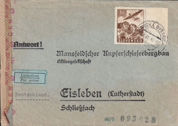 Slovaquie Lettre Censurée Par Avion Pour L'Allemagne 1943 - Lettres & Documents