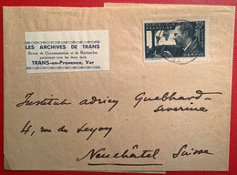 #337 30c Mermoz UTILISATION RARE Sur Bande Journal TRANS EN PROVENCE VAR 5.9.1937>Neuchatel Suisse (France Lettre - Briefe U. Dokumente