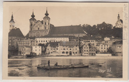 C5636) STEYR - OÖ - Floß Mit 2 Männern U. Haus Details Am Ufer ALT Tolle FOTO AK 1932 - Steyr