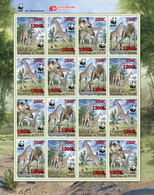 Niger 2021, WWF 60th Anniv., Giraff, Overp. RED, 16val In BF - Giraffes
